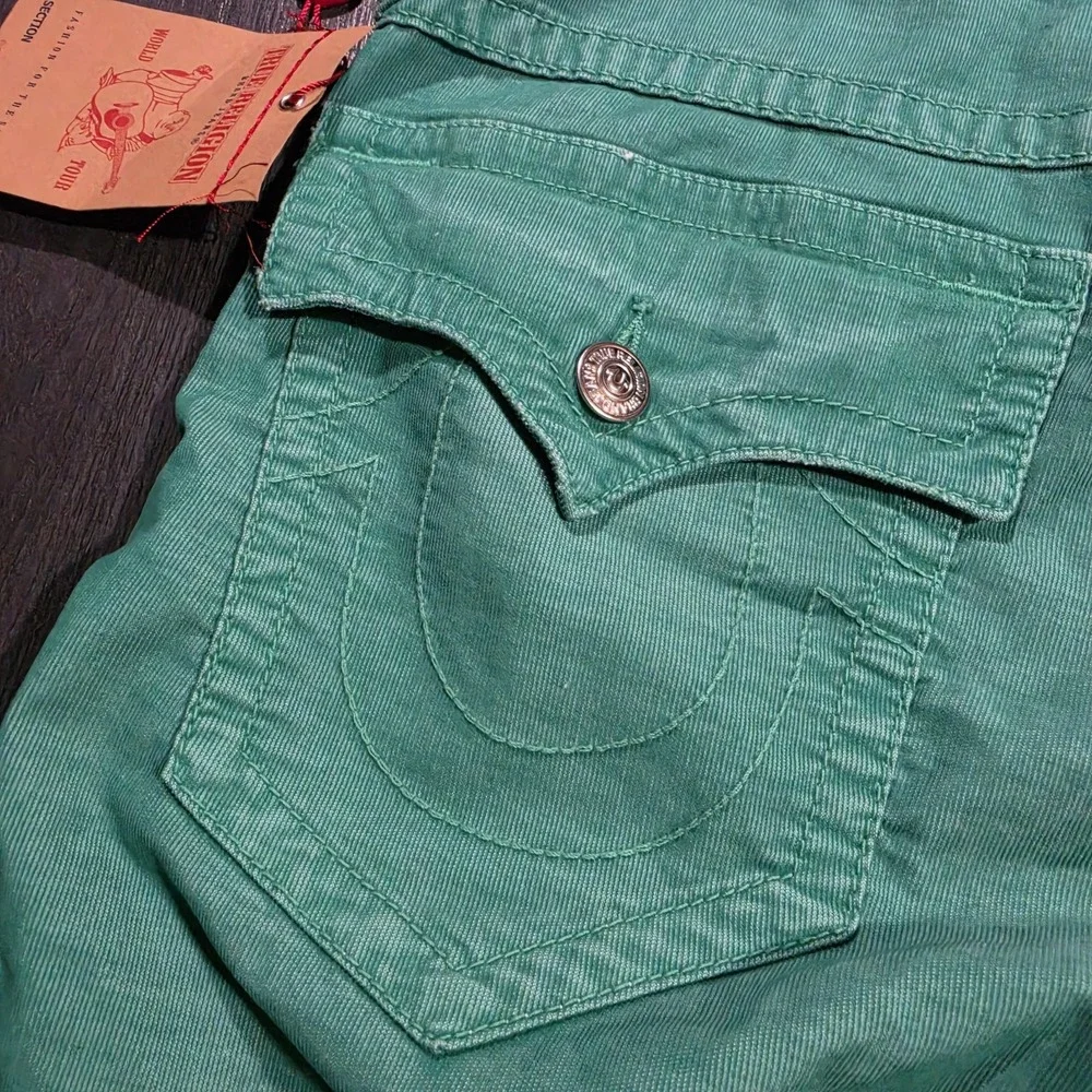 NWT True Religion Ricky Corduroy Cut Off Shorts Men 30 Green Stretch Lightweight